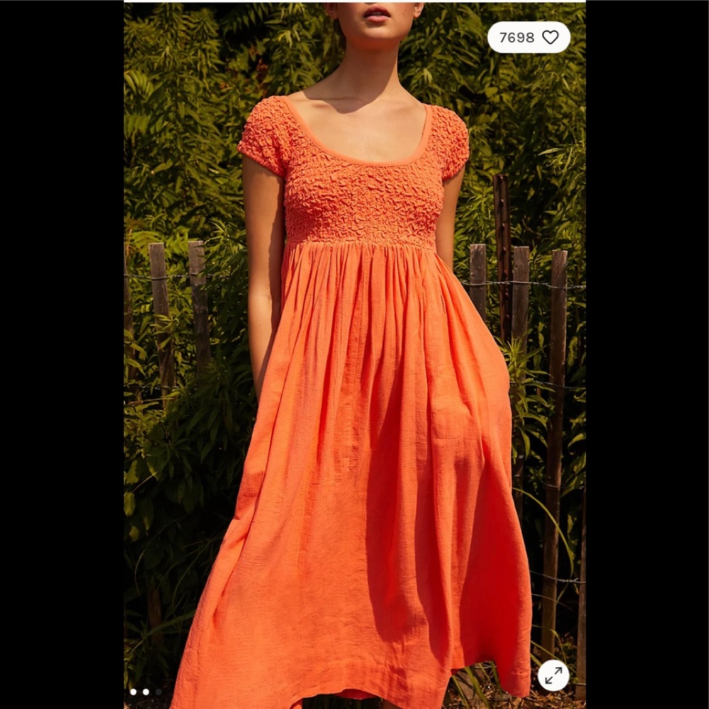 Rustic Vintage Orange Free People Midi Dress
